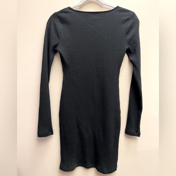 EUC Wild Fable Long sleeve Fitted Dress- Black ribbed design & scoop neck Small - Picture 5 of 6